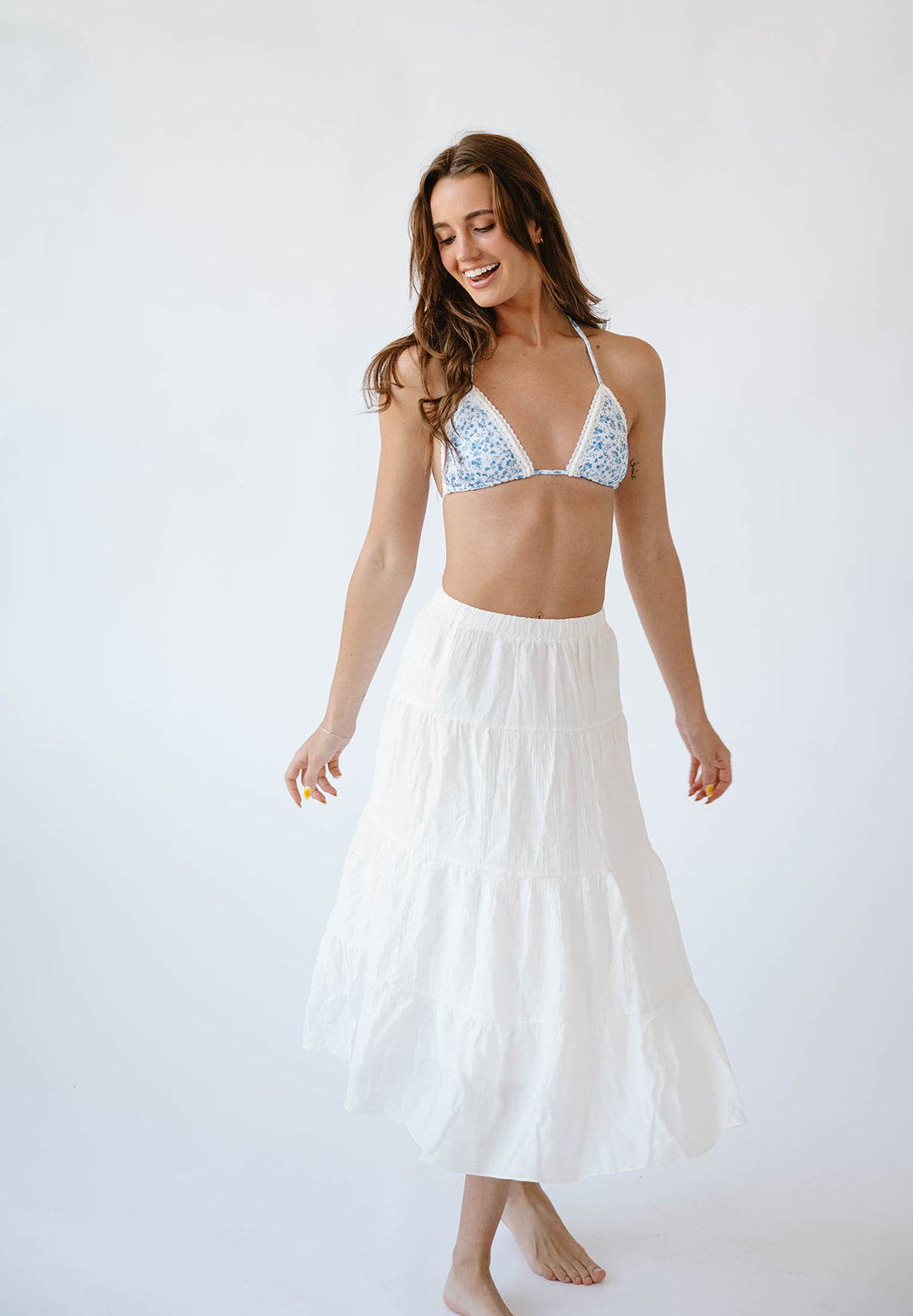 White Embroidery Sunset Surf Skirt