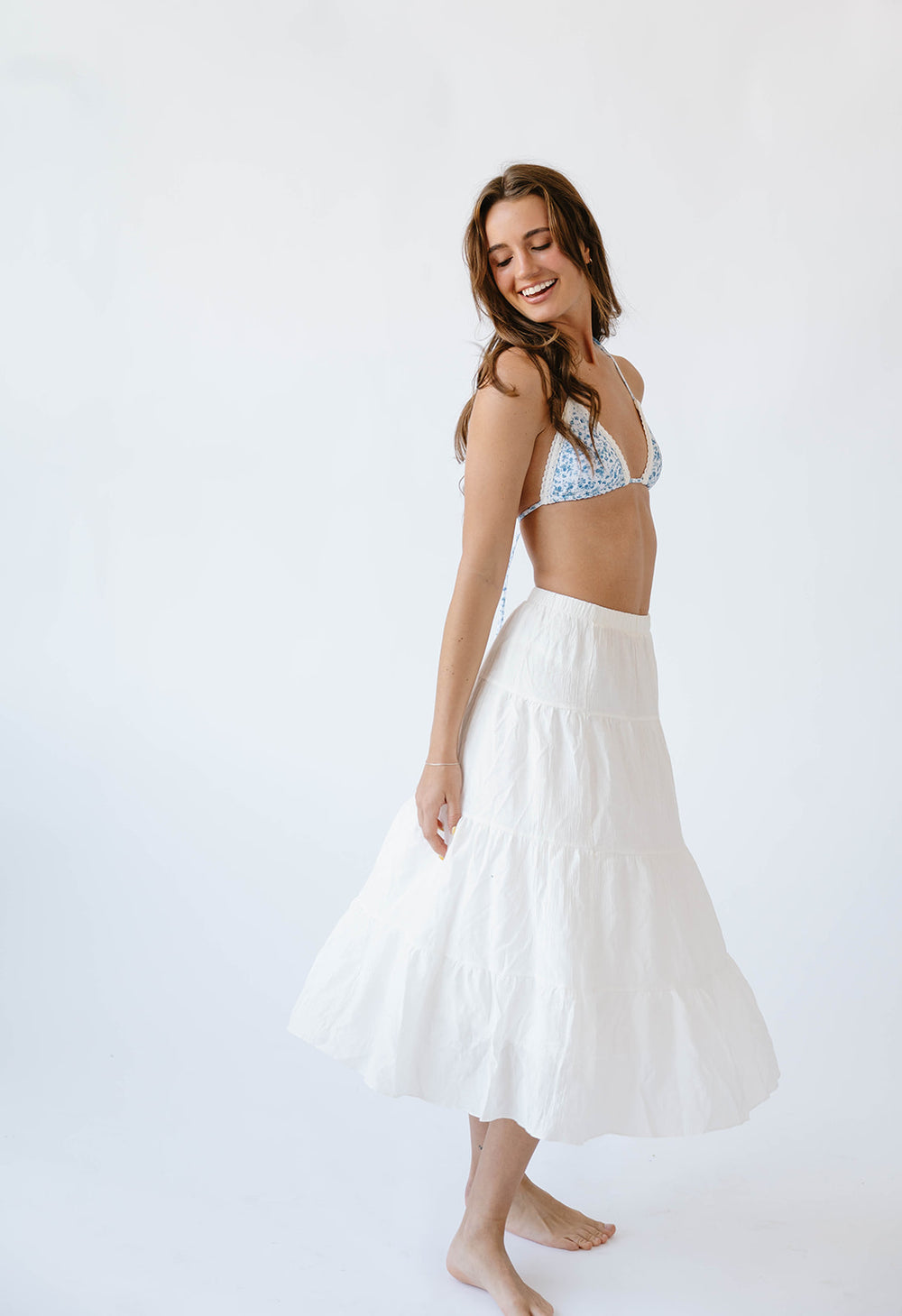 White Embroidery Sunset Surf Skirt